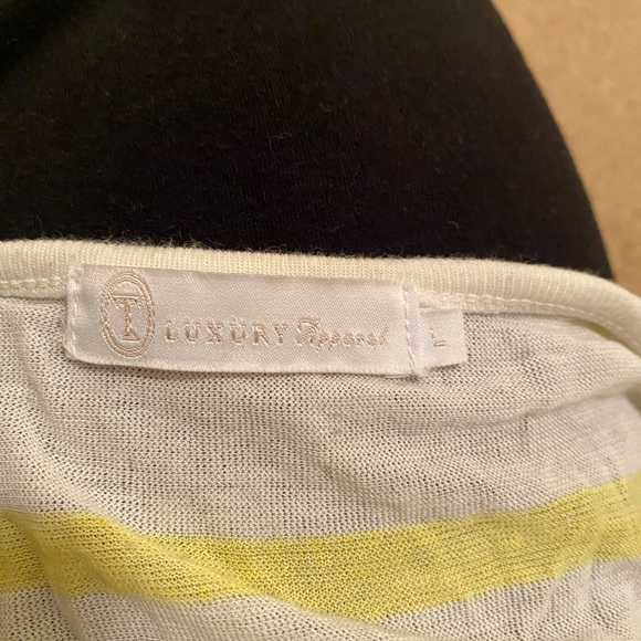 Luxury Apparel White and Yellow Stripe Long Sleeve Shirt Size L - Picture 3 of 5